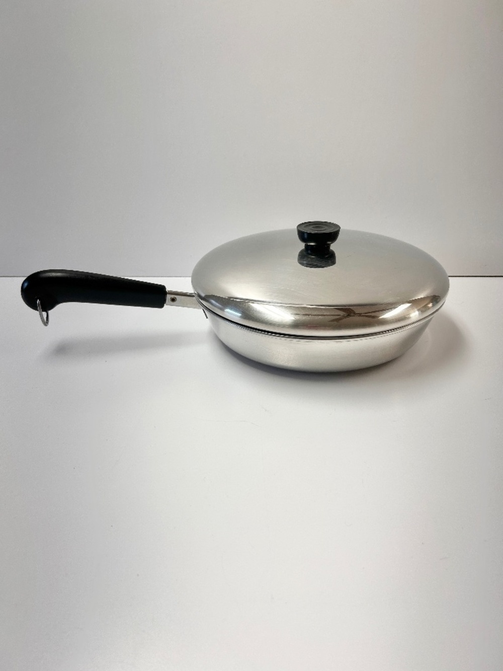 Vintage Revere Ware 10" Tri Ply Disc Bottom Skillet Fry Pan & Lid Stainless USA